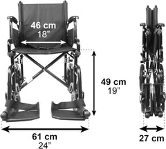 Folding Wheelchair Lightweight Transfer (Strong Steel Frame) Disabled Chair Adult Steel Transit