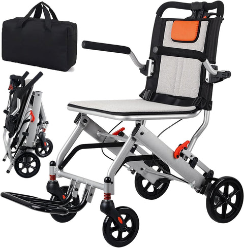 Super Lightweight (Only 19lbs) Portable Transit Travel Wheelchair