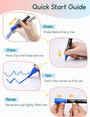 Dry Erase Liquid Chalk Markers, Fine Round Tip 3 mm - Pack of 4 Colours