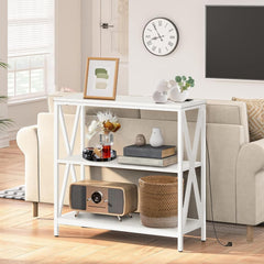 Adjustable 3-Tier Console Table, 100x35cm, Charging Port, Ideal