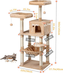Large Multi-Level Cat Tree for Indoor Cats,Cat Tree Condo