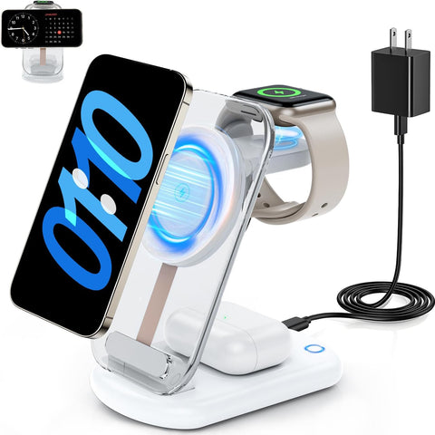 Magnetic Wireless Mag-Safe Charger Stand,3 in 1 Charger