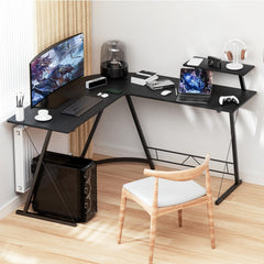 Bentifar L-Shaped Desk Computer Corner Table, 51" Home Gaming Desk,  (Black, (51"+51") L x 18.2"W x 29.5"H)