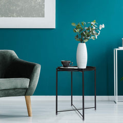 Round Metal Tray Table Black, Detachable Tray Top