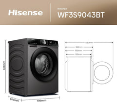 Hisense WD3S1043BT 10/6kg Fully Automatic Washer & Dryer with Invertor Motor,1400 RPM, Steam Refresh & Allergy Care Program, Drum Clean, Pause & Ad Function, Drum Clean, Titanium Grey