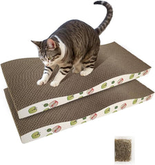Cat Scratching Board, with Catnip, Wavy (2pcs)