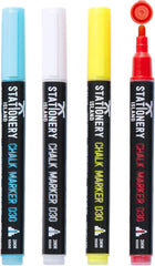 Dry Erase Liquid Chalk Markers, Fine Round Tip 3 mm - Pack of 4 Colours
