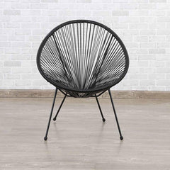 Black PE Rattan Balcony Table & Chair Set 90 × 72 × 39 cm