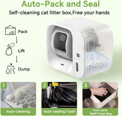 Self Cleaning and Packing Litter Box,Automatic Cat Litter Box