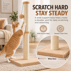 Cat Scratching Post, 80cm Tall Sisal with Hanging Ball