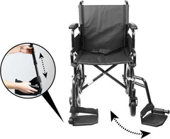 Folding Wheelchair Lightweight Transfer (Strong Steel Frame) Disabled Chair Adult Steel Transit