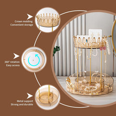360° Rotating Crown Jewelry Organizer