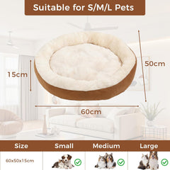 Round Fluffy Plush Pet Bed for Dogs & Cats
