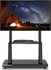 NEW Mobile TV Cart with Wheels for 32-70 Inch TV, Heavy Duty Adjustable Height Rolling TV Stand, School/House/Apartment Floor TV Display Stand Beautiful Scenery (Black)