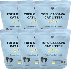 Cat Litter, 6Pcs Total 15kg Tofu Cassava, Non-Stick, PH Monitor