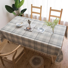 Tablecloths, Table Cloth for Dining Table,Tassel Wrinkle Free Table Cover,Outdoor Table Cloth,Rectangle Tablecloth for Kitchen Dinning Party (Gray Lattice, 140x180cm)