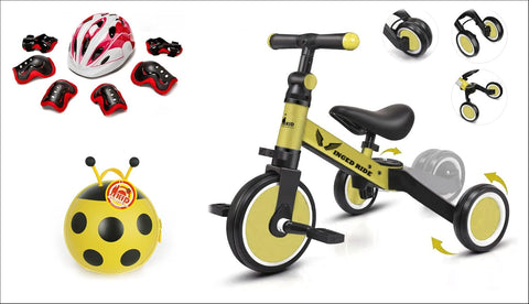 دراجة أطفال Trike 5 في 1 | دراجة أطفال مجففة ركوب للأطفال بعمر 2 و4 و5 سنوات | دراجة ثلاثية العجلات مثالية للأولاد والبنات | هدايا مجانية | تدريب التوازن (2-5 سنوات، أحمر)...(2-5 سنوات، أصفر)
