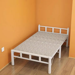 Folding Single Bed (186 * 90cm) – Striped Mesh Design, Foldable Metal Frame & Wood Platform, Suitable for Guests & Kids, 200Kg Capacity