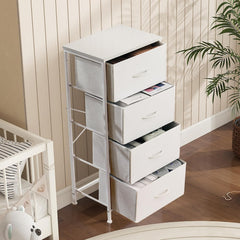 Dresser with 4 Drawers, Storage Tower, Organizer Unit, Fabric Dresser for Bedroom, Hallway, Nesting Tables, Entryway, Closets, Sturdy Steel Frame, Wood Top, Easy Pull Handle