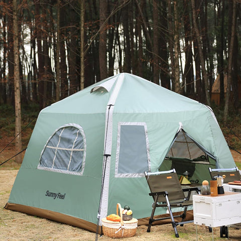 Laaioo Glamping Inflatable Tent - Camping Tents for Family - Hiking and Backpacking - Suitable for 4-5 Person Camping - Quick with 3 Minute Setup - 7.8FT x 7.8FT x 5.6FT