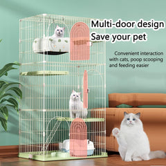 4-Tier Large Wire Cat Cage, with Ladder & Platforms, Green