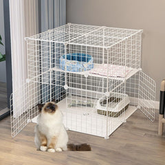 Cat Cage Indoor, Detachable Metal DIY Pet Playpen,Portable Collapsible Pet Cat Cage Enclosure for Small and Medium Pets (75 * 75 * 73cm, white)