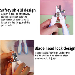 Cat Nail Clipper Set with Nail File, Safety Lock & Guard