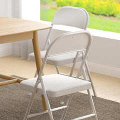 Heavy Duty Padded Folding Chair, 10cm Slim Carbon Steel Frame Seat