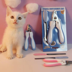 Cat Nail Clipper Set with Nail File, Safety Lock & Guard