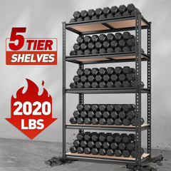 Heavy-Duty 5-Tier Adjustable Metal Storage Shelving Unit, Capacity Garage Utility Rack & Organizer (Black, 60 * 30 * 180 cm) – Suitable for Kitchen Pantry, Basement, Bathroom & Laundry Room