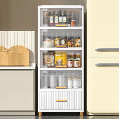 5-Tier Lidded Storage Bins, extra-Large Storage Bins, Kitchen Organizer Cabinet, multi-Layer Transparent Flip-Top Snack Organizer Cabinet, for Home, Kitchen & Bedroom