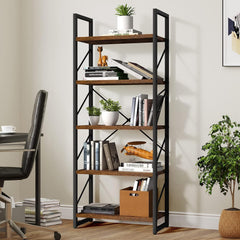 5 Tiers Bookshelf, Classically Modern White Bookshelf
