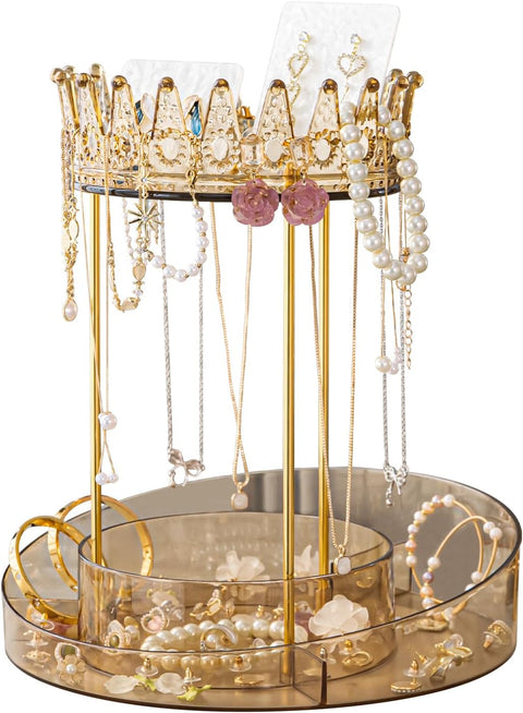 360° Rotating Crown Jewelry Organizer
