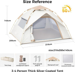 Automatic Pop Up Camping Tent, 2/4/6/8 Person Waterproof Portable Dome Tent with Carry Bag