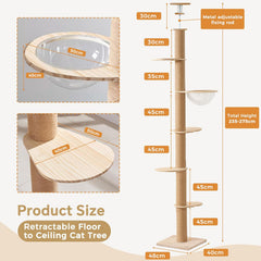 Cat Tree for Indoor Cats, 5 Level Cat Climbing Tower