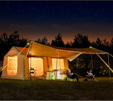 YOLENY Inflatable Tents for Camping, 4/6/8/10/12 Person Blow Up Tent with TPU Skylight, Mesh Windows,Stove Jack & Pump, Easy Setup 4 Season Glamping Tent, Waterproof & Windproof
