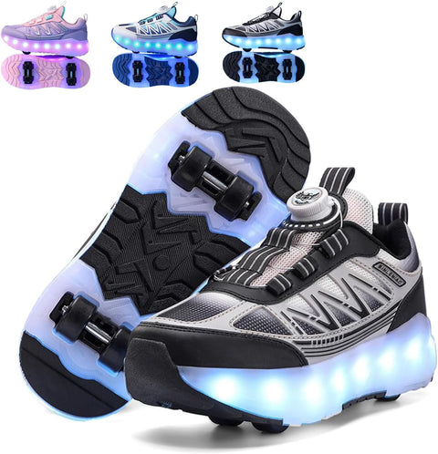 Mylindde Kids Roller Skates Shoes, 4 Wheels Roller Shoes, Roller Skates Sneaker, Sneakers with Wheels Become Sport, for Children Gift