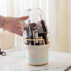 360° Rotating Makeup Brush Holder with Dust-Proof Lid
