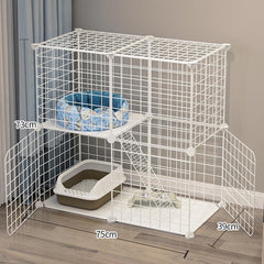 Cat Cage Indoor, Detachable Metal DIY Pet Playpen,Portable Collapsible Pet Cat Cage Enclosure for Small and Medium Pets (75 * 75 * 73cm, white)