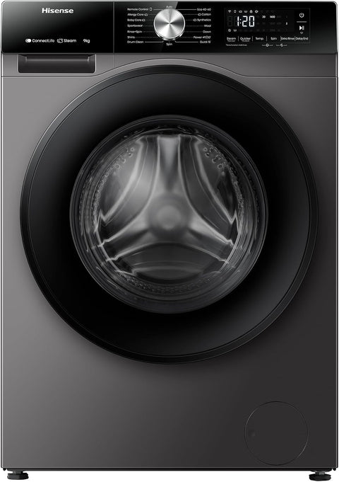Hisense WD3S1043BT 10/6kg Fully Automatic Washer & Dryer with Invertor Motor,1400 RPM, Steam Refresh & Allergy Care Program, Drum Clean, Pause & Ad Function, Drum Clean, Titanium Grey