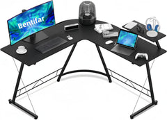 Bentifar L-Shaped Desk Computer Corner Table, 51" Home Gaming Desk,  (Black, (51"+51") L x 18.2"W x 29.5"H)
