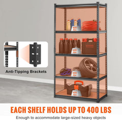 Heavy-Duty 5-Tier Adjustable Metal Storage Shelving Unit