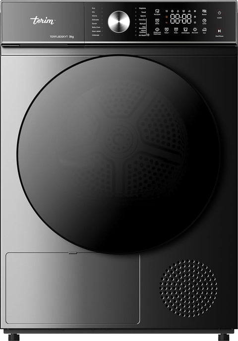 Terim TERFL9DSKYT Heat Pump Dryer, 9kg, 16 Programs, Sensor Dry, Delay Option, Anti Crease, Child Lock, Drum Light, Dark Silver