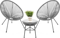 Gray PE Rattan Balcony Table & Chair Set 90 × 72 × 39 cm
