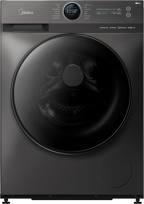 MIDEA 10/7 KG Smart Washer Dryer with BLDC Inverter Motor, 1400 RPM, Fully Automatic Front Load Washing & Drying Combo Wi-Fi Machine, 16 Programs-Allergy/Steam Care/Auto Clean, Titanium, MF200D100WBT