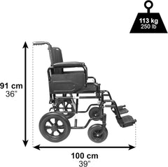 Folding Wheelchair Lightweight Transfer (Strong Steel Frame) Disabled Chair Adult Steel Transit