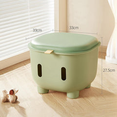 Children's Storage Stool,Multifunctional Kid Step Stool Foot stool,Cute Toy Box,Plastic Comfortable Seat Stool with ild for Living Room Bedroom Kitchen(Green)