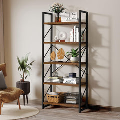 5 Tiers Bookshelf, Classically Modern White Bookshelf