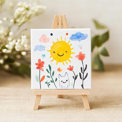 9Pcs Canvas and Easel Set, 10x10cm