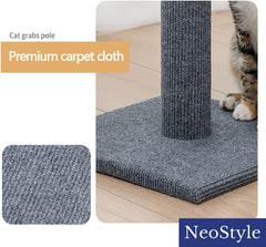Cat Scratching Post for Indoor Cats,Cat Scratcher with Hanging Ball,Durable Cat Scratcher Pole with Sisal Rope,Cat Carpet Scratching Post for Small Cats and Kittens (Grey+ Beige)